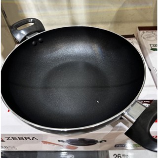 Zebra กะทะ Non Stick Wisdom ขนาด 26 ซม. ทรงลึก IH ฝาแก้ว แถมตะหลิวไม้