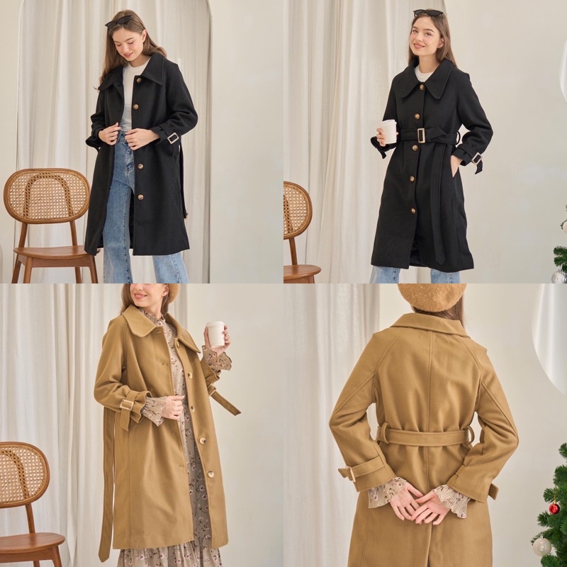 Chalie woolen trench coat โค้ทยาวทรงสวย ผ้าวูลหนา อุ่นมาก