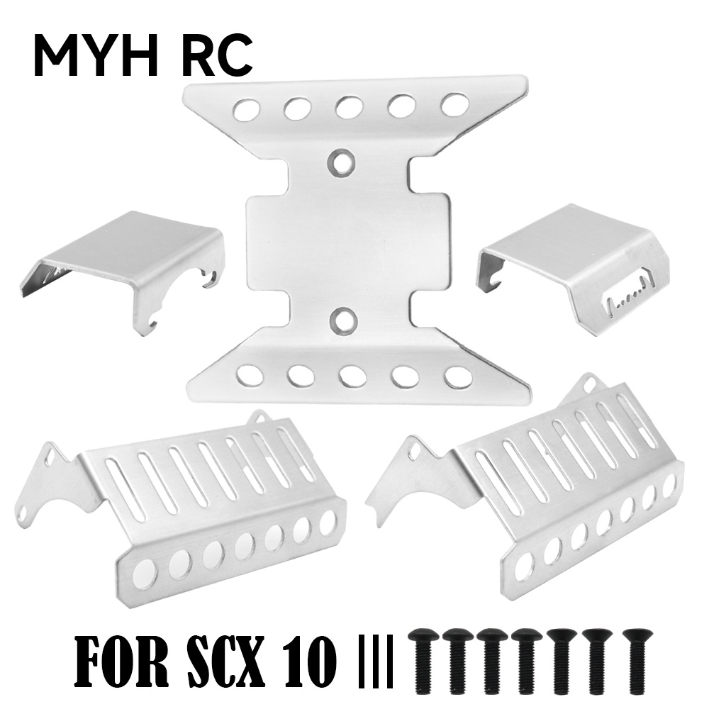 Myhrc แผ่นกันแคร้ง สเตนเลส สําหรับอัพเกรดรถไต่หินบังคับ 1/10 Axial SCX10 III AXI03006 AXI03007 5 ชิ้น
