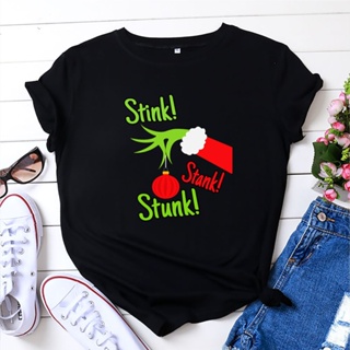 shirtChristmas Cotton Round Neck Short Sleeve T-shirt for Women Graphic Tee Vintage Harajuku Korean Loose