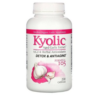 กระเทียมบ่ม สูตรชลอวัย&amp;ล้างพิษ Kyolic, Aged Garlic Extract, Detox &amp; Anti-Aging, Formula 105