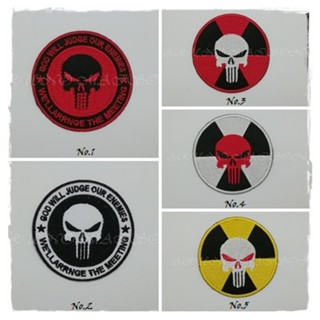 Punisher ตัวรีดติดเสื้อ แจ๊คเก็ต อาร์ม  ยีนส์ Hipster Embroidered Iron on Patch  DIY