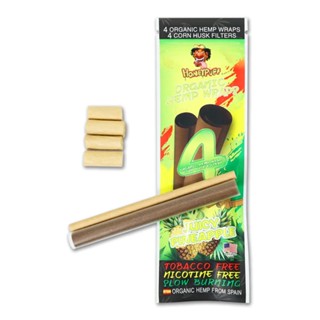 กระดาษโรล Honeypuff กลิ่นสับปะรด 110มม 4 แผ่น🌿Honeypuff Pineapple Hemp Wraps Blunt Papers with Tips 110mm 4 Leaves