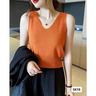 เสื้อไหมพรม เสื้อกล้าม เสื้อกั๊ก คอวี ผ้านิ่ม รุ่น5K18