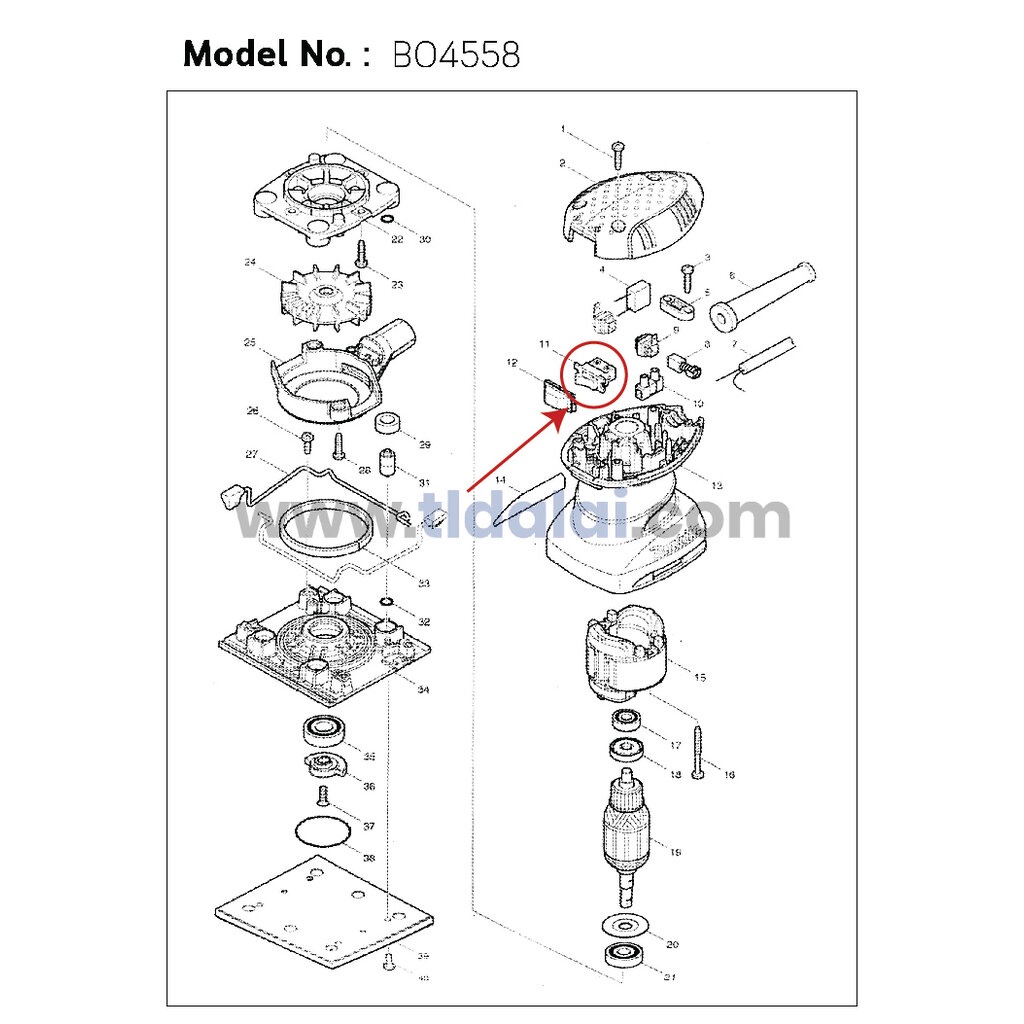 สวิทซ์ (แท้)# (651527-9) เครื่องขัดกระดาษทราย Makita มากีต้า รุ่น M9202B, BO4558 - Maktec มาคเทค รุ่น MT920, MT925 (6... - รูปที่ 7