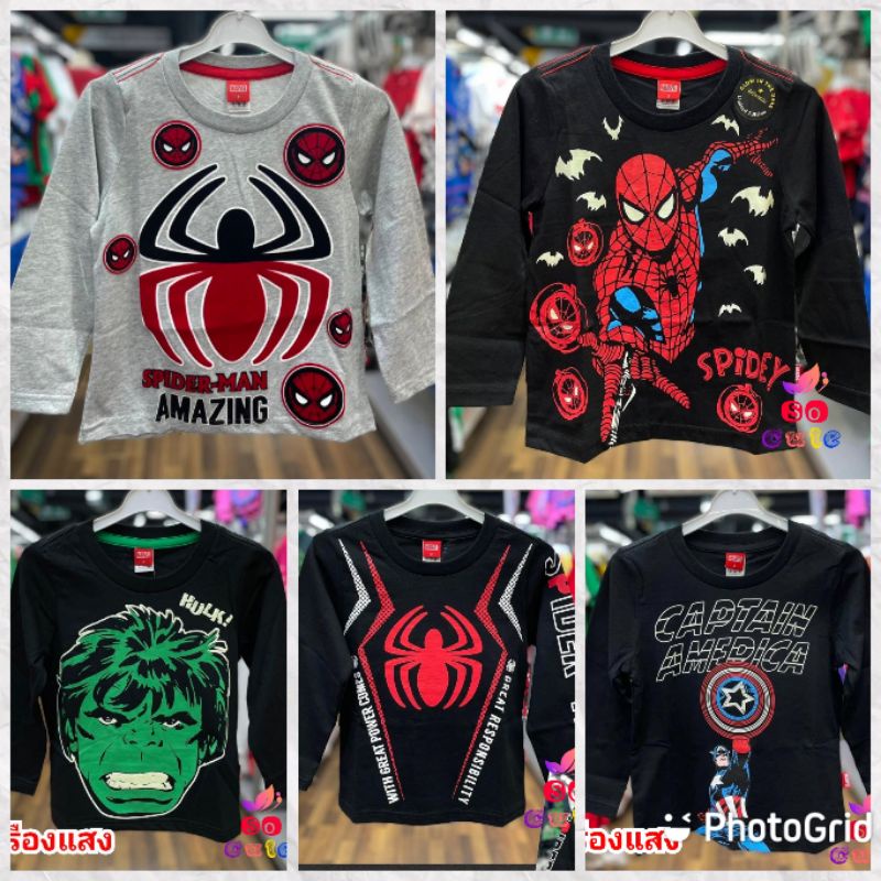 เสื้อยืดเด็กแขนยาว SPIDERMAN Captain America ลิขสิทธิ์แท้มาเวล ML01*
