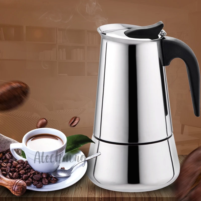 Alechaung หม้อกาแฟ สแตนเลส มอคค่าพอท 300มล/450มล เครื่องชงกาแฟสด หม้อต้มกาแฟ เอสเปรสโซ่พอท Moka pot thumbnail 4