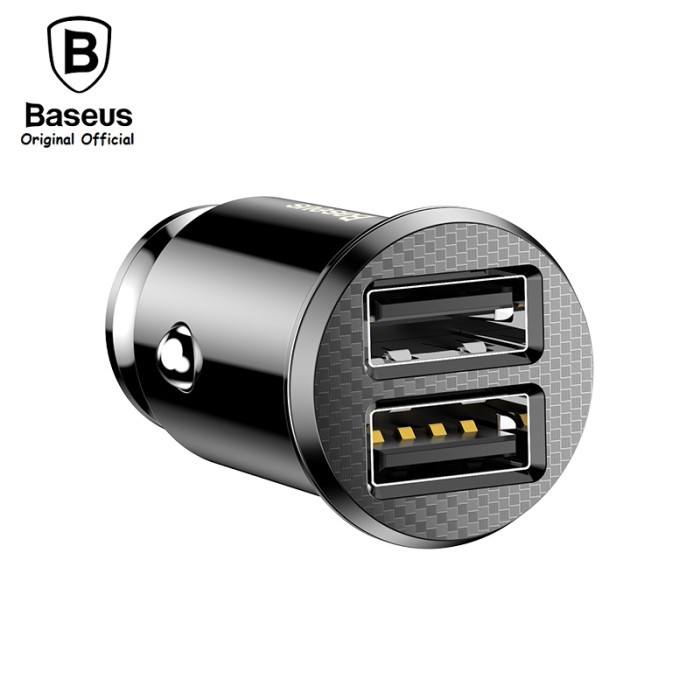 BASEUS Car Charger Grain 2 Dual USB Ports Saver Mini Car Charger สีขาวคุณภาพดี X3I2 อินเทรนด์คุณภาพพ