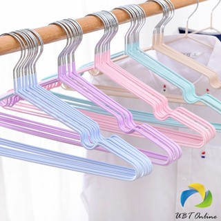 UBT ไม้แขวนเสื้อ หุ้มยางกันลื่น แพค 10ชิ้น ส่งแบบสุ่มสี ไม่กินเนื้อที่ ไม้แขวนเสื้อสแตนเลส หุ้มยางกันลื่น ไม่หัก