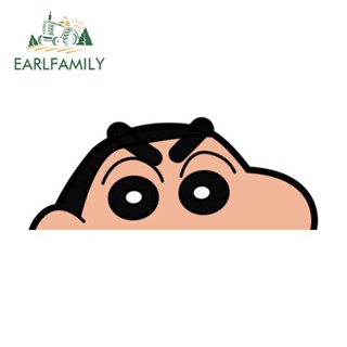 Earlfamily สติกเกอร์ ลาย Shin Chan Peeker ขนาด 13 ซม. x 5.1 ซม. กันรอยขีดข่วน สําหรับตกแต่งกระจกหน้ารถจักรยานยนต์