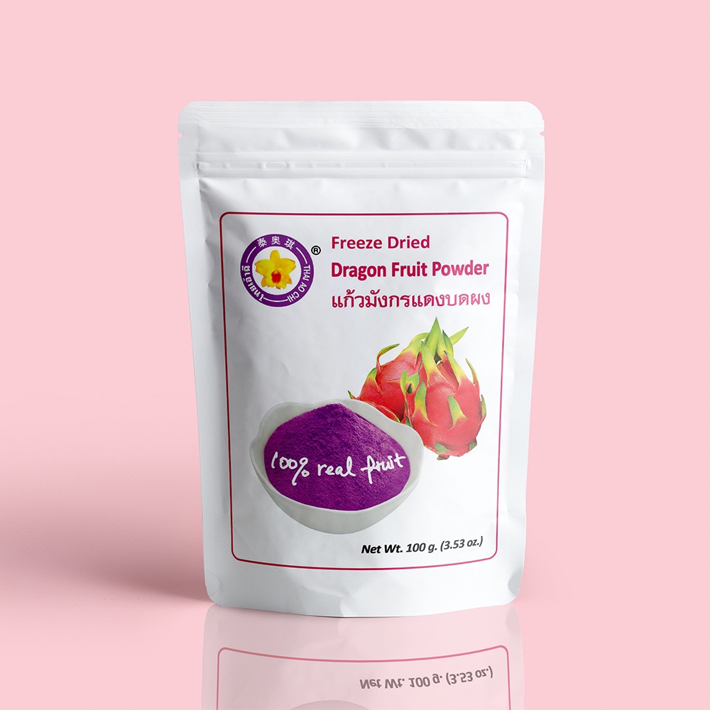 แก้วมังกรบดผงฟรีซดราย 100 ก.(แก้วมังกร 100%)-Freeze Dried Dragon Fruit Powder 100 g.