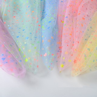 Gauze Fabric Colorful Love Print Mesh Handmade  DIY Material Decorative/FABRIC ONLY (0.5YARD)