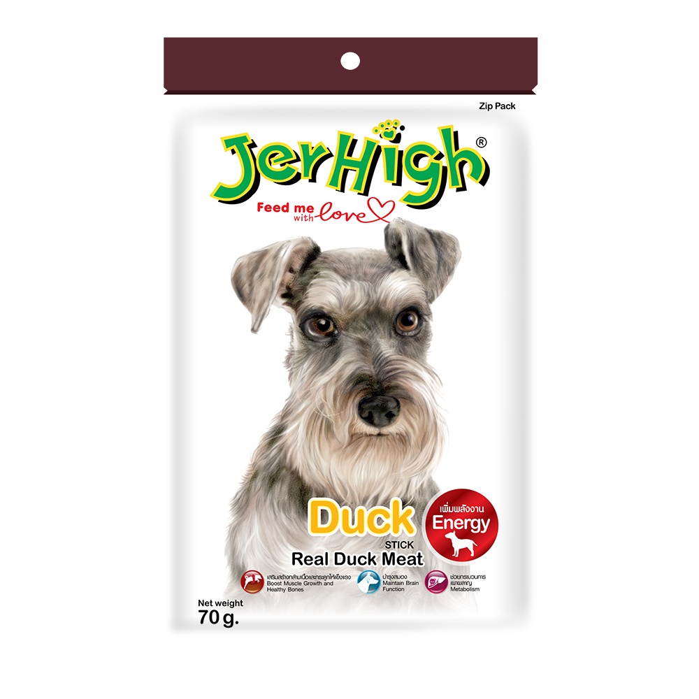 Jerhigh Duck 60g สติ๊กนิ่ม ขนมสุนัข รสเป็ด