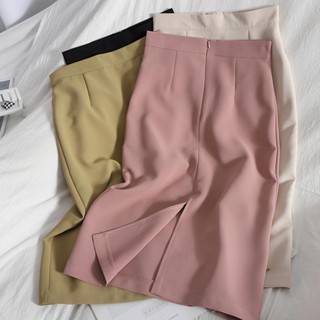 Midi Slit กระโปรงทางการ แบบรัดรูป สําหรับผู้หญิง LSK06
