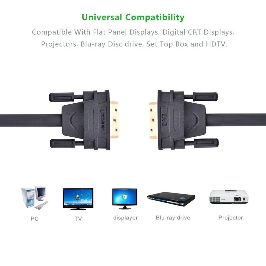UGREEN DV101 DVI (24+1) Male to Male Cable ราคา ถูกที่สุด ดีลบีเคเค แกลเลอรีภาพที่ 6