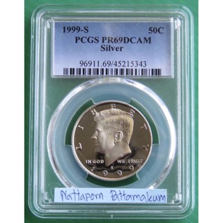 ตลับเกรด PCGS PR69DCAM 1999 S Silver Proof 50C Kennedy