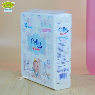 Cello เซลโล ทิชชู่ กระดาษเช็ดหน้า หนานุ่มไร้ฝุ่น ทิชชู่หนา4ชั้น 1ห่อ 344 แผ่น 10ห่อ/แพ็ค