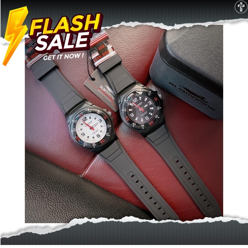 Us submarine สายยาง  ของแท้ 100% นาฬิกาข้อมือผู้ชาย ผู้หญิง กันน้ำได้ รับประกันตัวเครื่อง 1 ปี