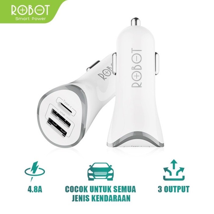 ROBOT RT C08 Car Charger Car Charger 3 พอร์ต USB & Type C Out Z9O6 โมเดิร์นใหม่ติดทนนาน cool multi-f