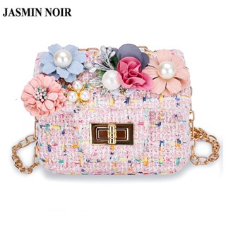 Jasmin NOIR กระเป๋าสะพายไหล่ ผ้าวูล แต่งสายโซ่น่ารัก สําหรับผู้หญิง