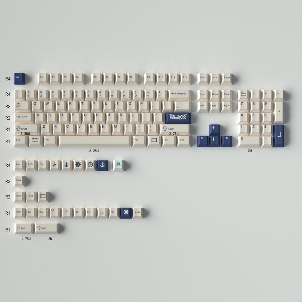 Gmk Seafarer PBT 130 ข้อความเหมือนกับสําหรับคีย์บอร์ดเชิงกล Cherry MX