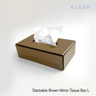 Brown Mirror Tissue Box-L กล่องใส่กระดาษทิชชู่ 25x14x7.8 ซม. กระจกสีทอง งานอะคริลิค เหมาะสำหรับกระดาษแผ่นยาว กล่องทิชชู่