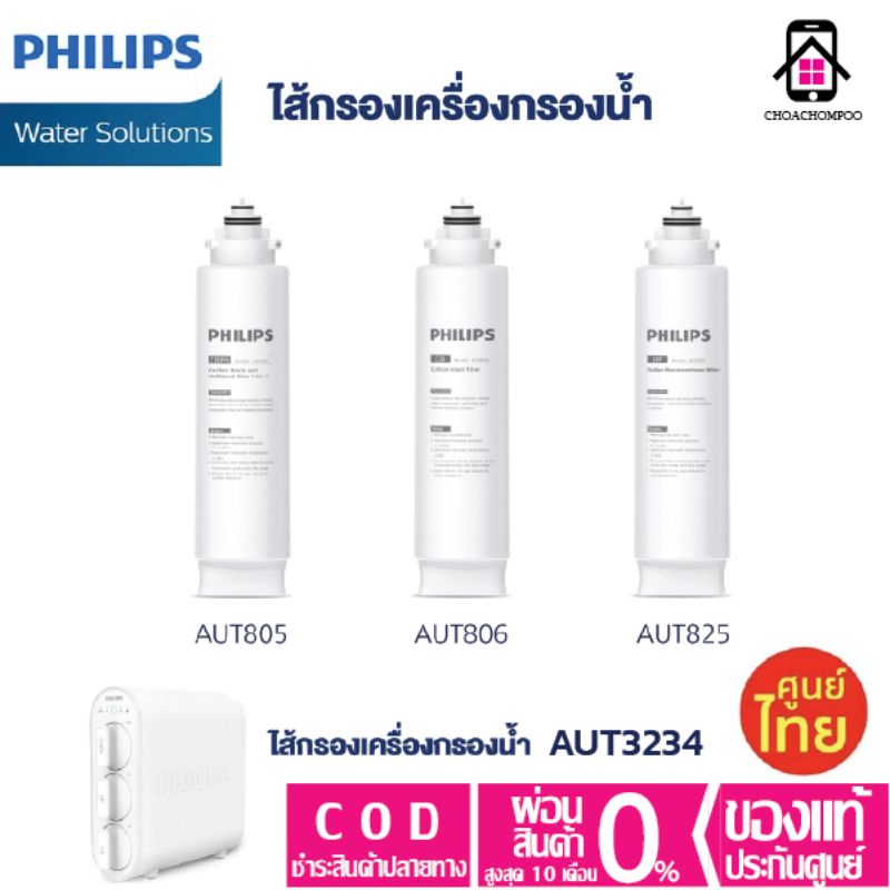Philips Water Dispenser AUT805/806/825 Filter ไส้กรอง น้ำดื่ม สำหรับเครื่องกรอง รุ่น RO AUT3234  ประกันศูนย์ไทย
