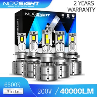 Novsight ใหม่ล่าสุด หลอดไฟหน้ารถยนต์ LED N60 H4 200W 40000LM 6500K สว่างมาก พร้อมพัดลมความเร็วสูง