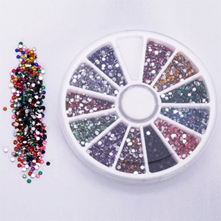 【AG】12 Colors 500 Pcs 2.0mm Tips Rhinestones Gems Wheel Nail Art Decor