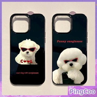 PingCoo - Candy Case For iPhone 14 13 12 11 Plus Pro Max XR TPU Soft Glossy Black Case Cute Dogs Camera Protection Shockproof Back Cover