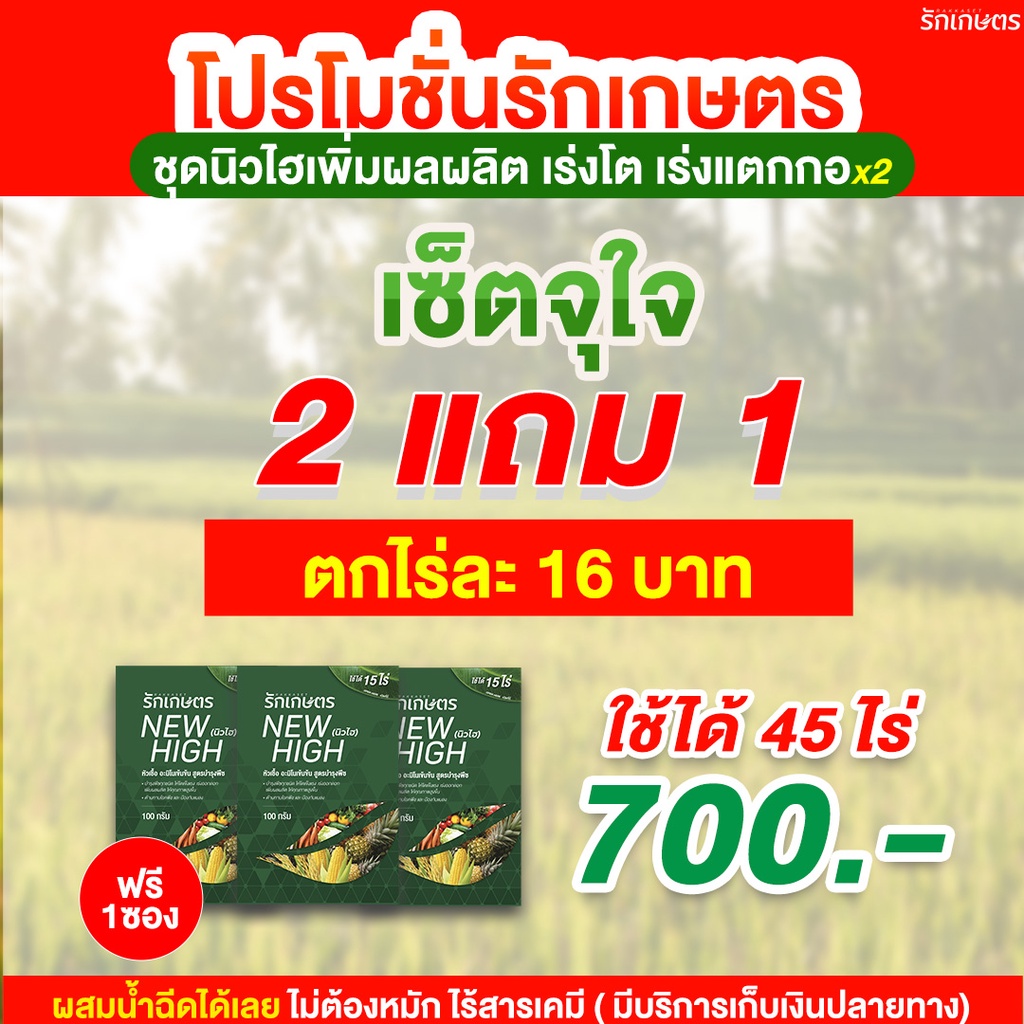 อะมิโนเข้มข้น เร่งแตกราก แตกกอ เร่งโต เร่งเก็บเกี่ยว NEW HIGH - นิวไฮ (100 กรัม)