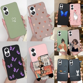 เคสโทรศัพท์มือถือแบบนิ่ม ลายผีเสื้อ หัวใจ สําหรับ OPPO A17 CPH2477 A17 A 17 A17K 4G