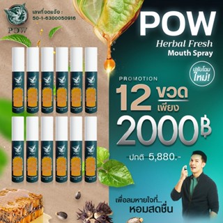 พาวเมาท์สเปรย์ 12 ขวด  POW สเปรย์น้ำพูลคาว สำหรับพ่นในช่องปาก ลดการอักเสบลมหายใจสดชื่น มีโพรพอลิส (Propolis)