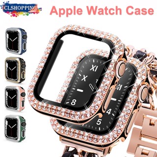 เคสสมาร์ทวอทช์ แบบกระจก และเพชร สําหรับ Apple Watch series 8 7 6 se 5 4 3 2 42 มม. 38 มม. 40 มม. 44 มม. 45 มม. 41 มม.