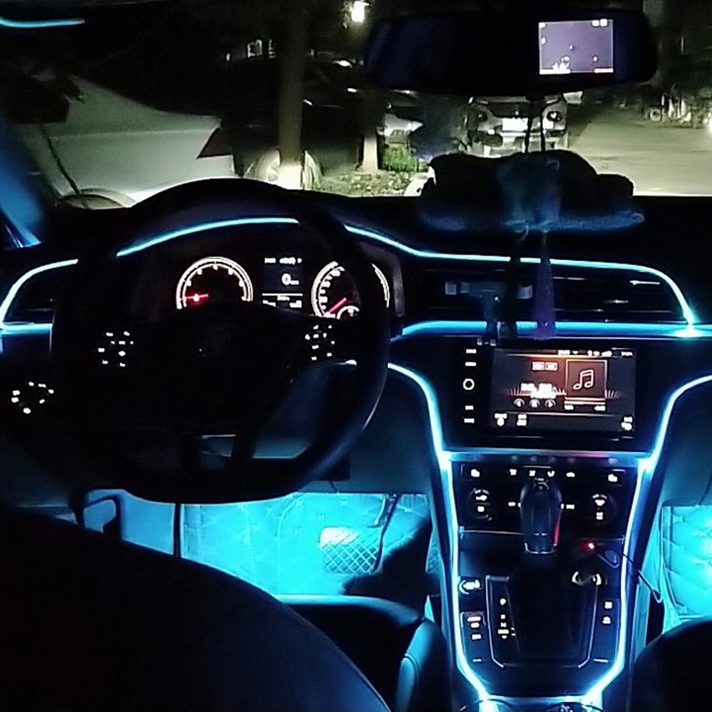 8m Rgb Fiber Optic Car Interior Decorative Ambient Light App Sound Control Led Strip Cigarette Lighter Auto Atmosphere L