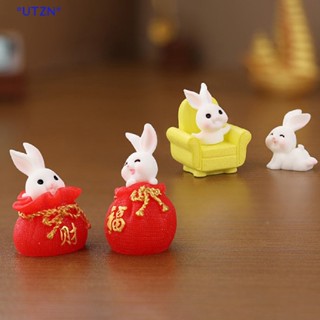 UTZN&gt; 1Pc Mini Figurines Miniature Cartoon Rabbit Red Bag Micro Landscape Ornaments new