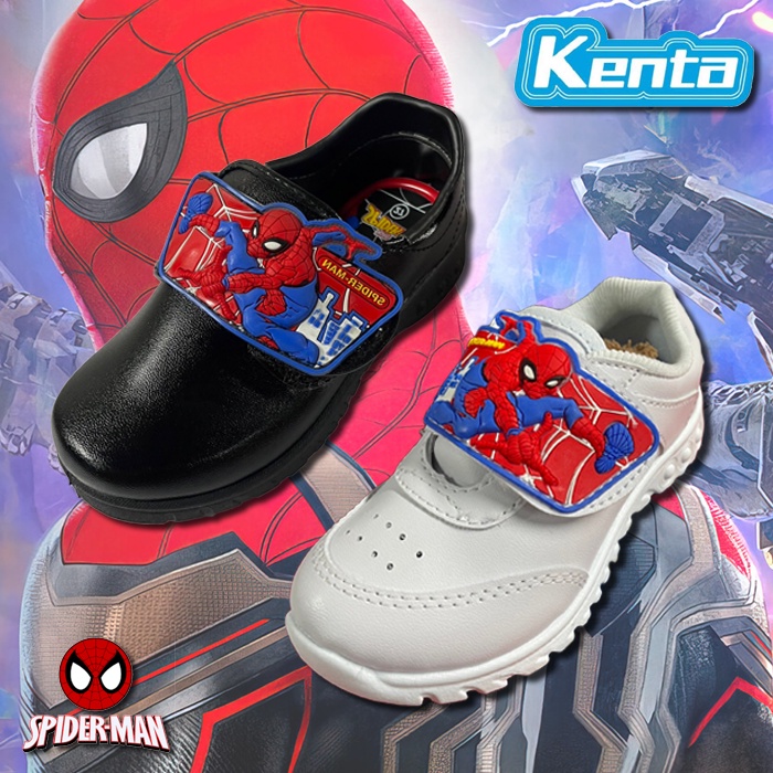 Kenta รองเท้านักเรียนอนุบาลชาย SpiderMan มีไฟ รุ่น SP-6529 SP-6530