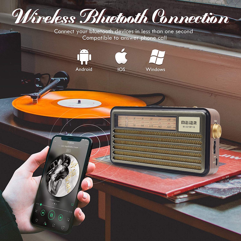 Retro Portable Radio AM FM SW,Transistor Radio Battery Powered & Rechargeable,Shortwave Radio Support Micro-SD/TF Card AUX USB Player, Bluetooth Speaker For Home/Outdoor | Best Buy Canada