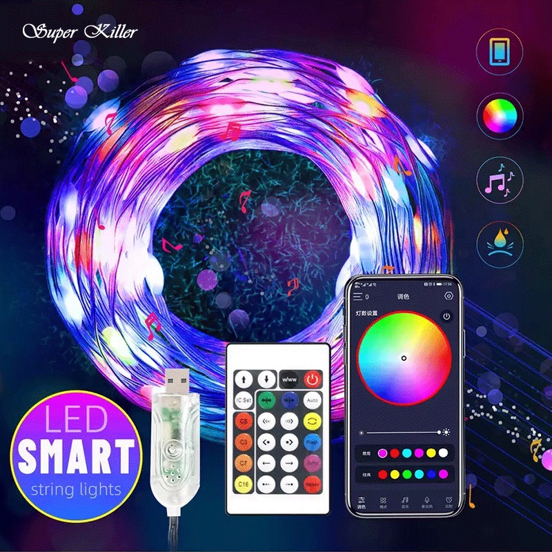 ไฟสาย LED Strip Lights ประดับต้นคริสต์มาส ยาว 10 เมตร USB กันน้ำ ไฟท่อยาง ไฟเส้นตกแต่ง สีสัน หลายสี