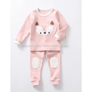 L-PJG-783 ชุดนอนเด็กผู้หญิงแนว slim สีชมพู ลายจิ้งจอก