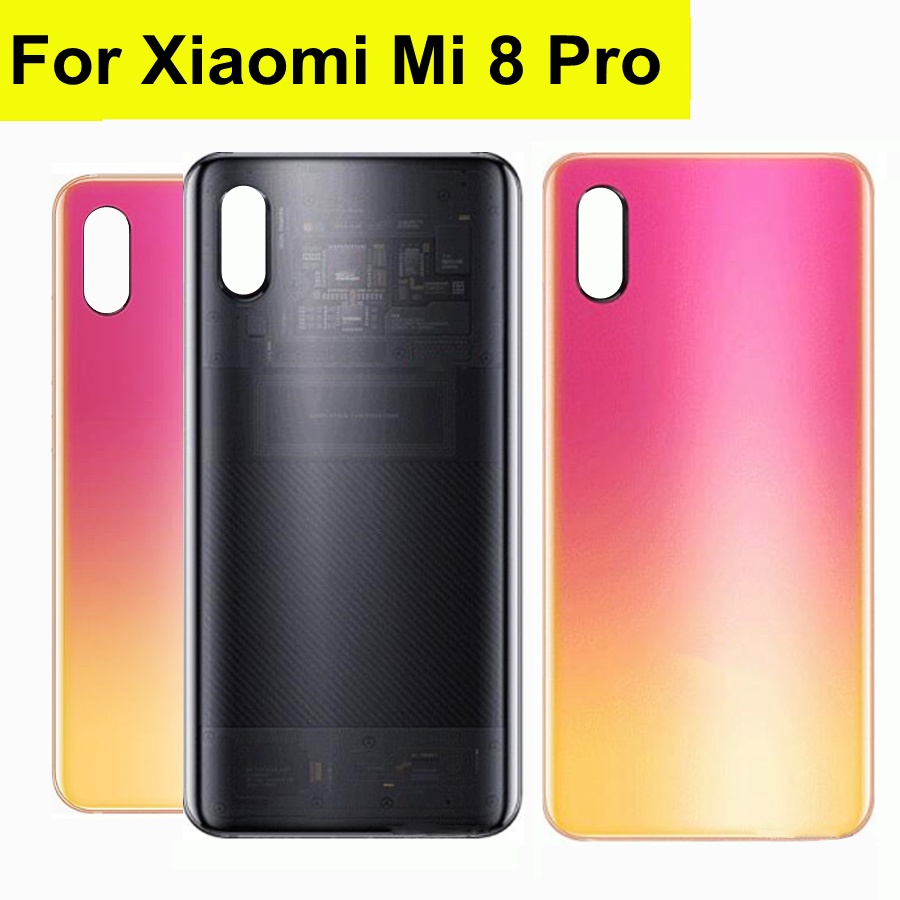 6.21" สําหรับ Xiaomi Mi 8 Pro ฝาหลังแบตเตอรี่ฝาหลังกระจกสําหรับ XIAOMI Mi 8 Pro ด้านหลังปกหลัง Mi8 P