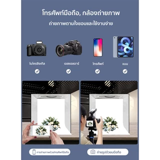 กล่องไฟถ่ายรูป LED ขนาด 40/60/80CM แถม PVC 5 สี แผ่นพื้นหลัง
