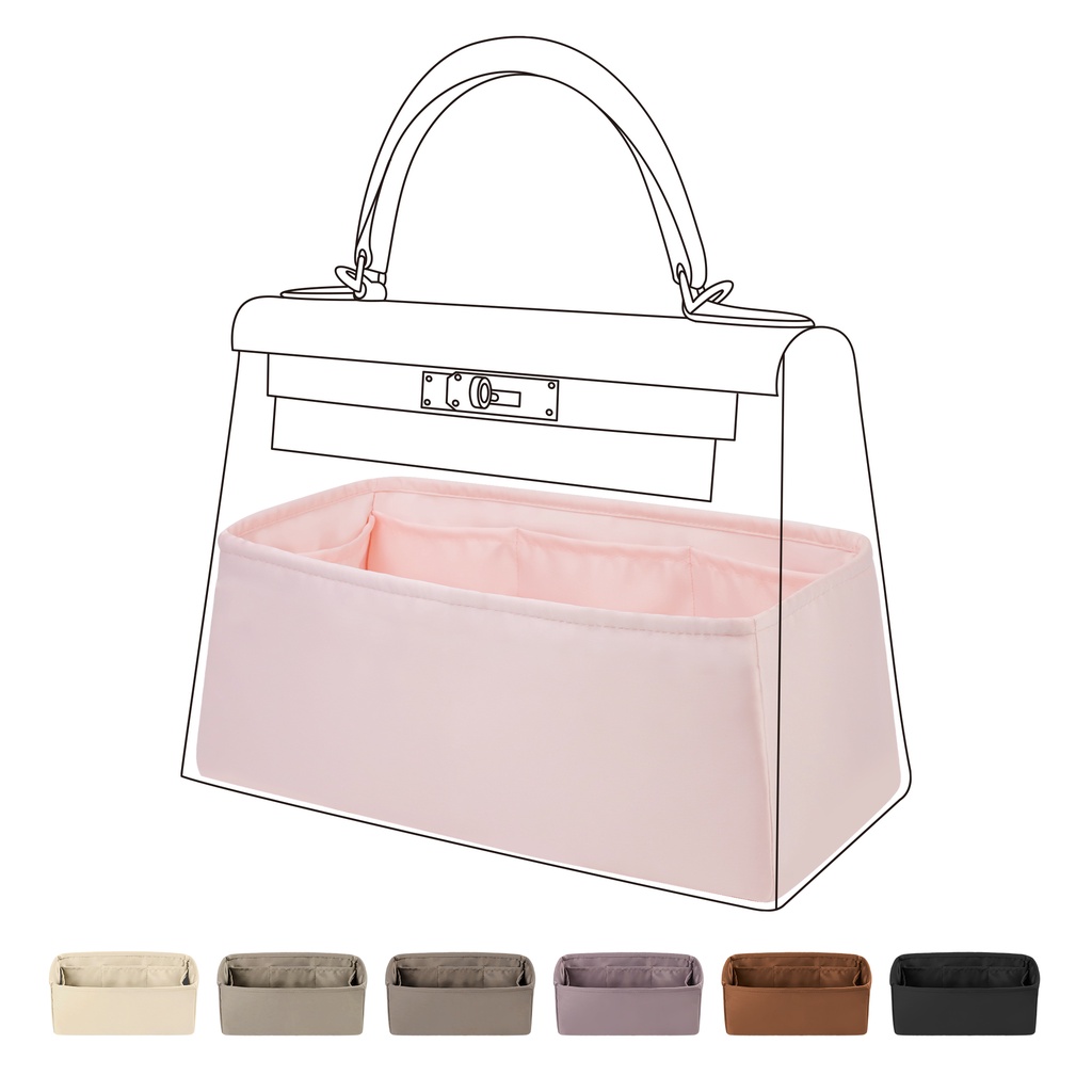 DGAZ Bag Organizer สำหรับ Kelly - อินเซิร์ตกระเป๋าในกระเป๋าจากผ้าไหม Silk จัดเก็บเป็นระเบียบ