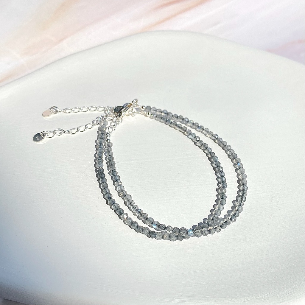 SERENA สร้อยข้อมือหินแท้ 2mm ลาบราโดไรท์ (Labradorite) with Silver 925