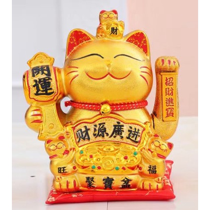 CNY Deco Feng Cat ปีกระต่ายตกแต่งปีใหม่ Lucky Cat 33 ซม.โยกมือแมวทอง (Lucky: Lucky Fortune) ทอง
