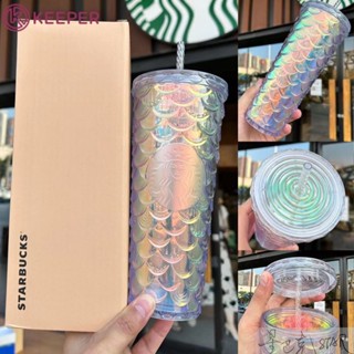 ใหม่ Starbucks Cups Fish Scale ถ้วยน้ำ Double Layer คุณภาพสูง Drop ทนถ้วยน้ำ710Ml 【Keeper】