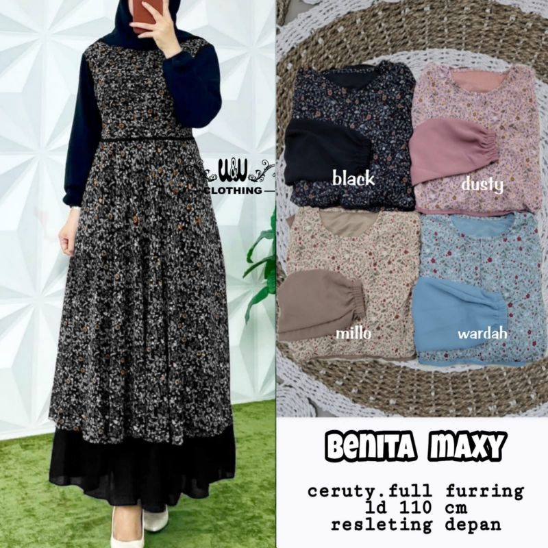 Elegant Gamis เสื้อผ้า Benita Maxy เกมมุสลิมเสื้อผ้าล่าสุด Musliah Bju 2023 Gamis Eid ผู้ใหญ่คําปรึก