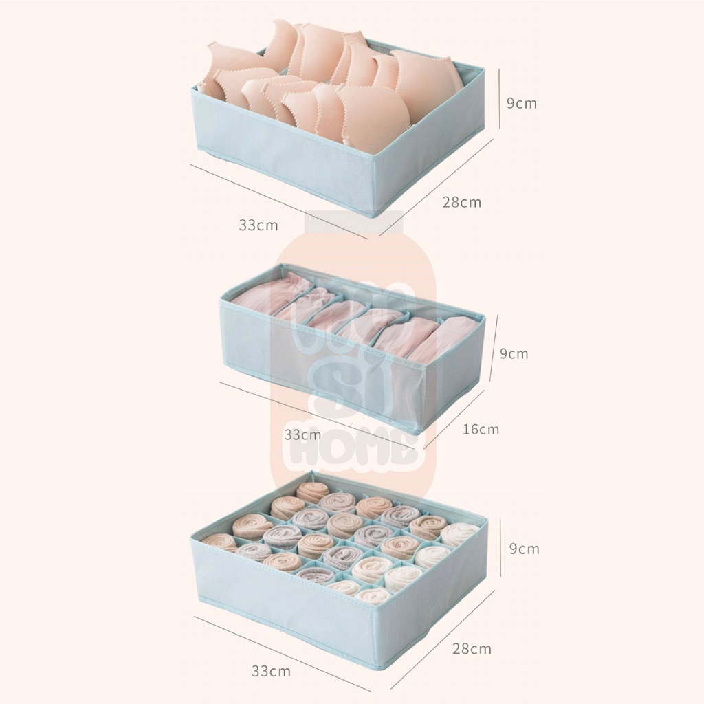 MUSI.HOME【ราคาถูก】กล่องเก็บชุดชั้นใน กางเกงใน กล่องเก็บถุงเท้า มีช่องแบ่ง จัดระเบียบตู้เสื้อผ้า KD13 - รูปที่ 3