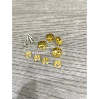 หมุดปิดหัวน๊อต หมุดยึดกระจก หมุดยึดอะคริลิค สีทองเงา ขนาด 1/2 นิ้ว (12.7 mm.) แพ็ค 4 ชุด 200-1/2-G