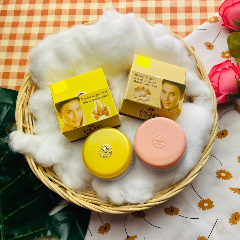 ครีมป๊อป Pop popular pearl cream ป๊อปไข่มุก ป๊อปขมิ้นชัน กล่องสีครีม ครีมทาหน้า ของแท้ 💯 - รูปที่ 2